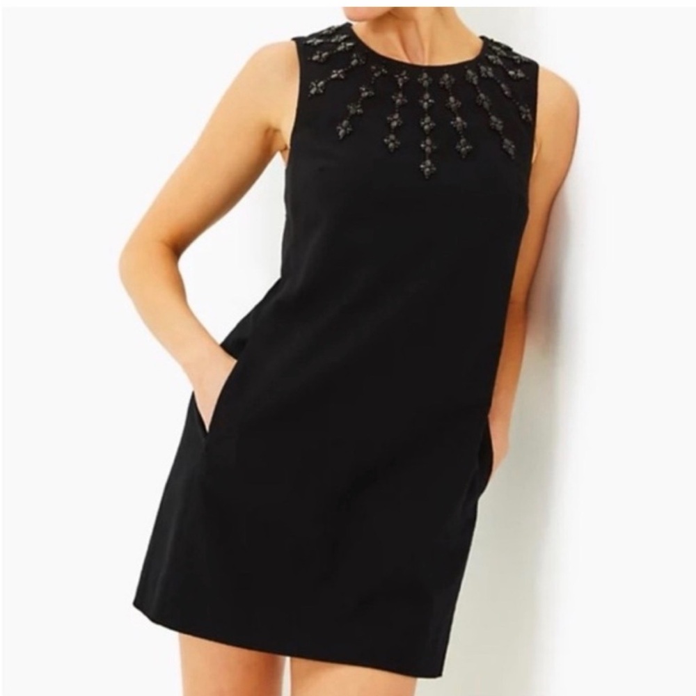 Lilly Pulitzer Black Edita Embellished Shift Dress